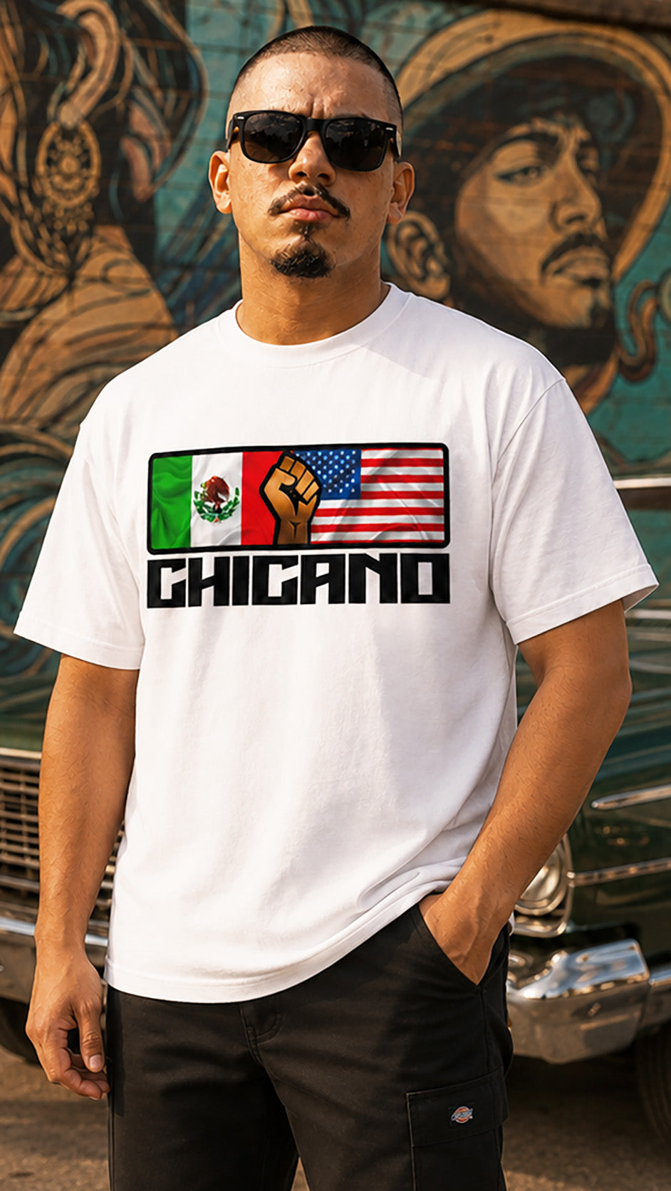 El Mexico Americano - Men's T-Shirt | Chicano Streetwear by Chicano Threads