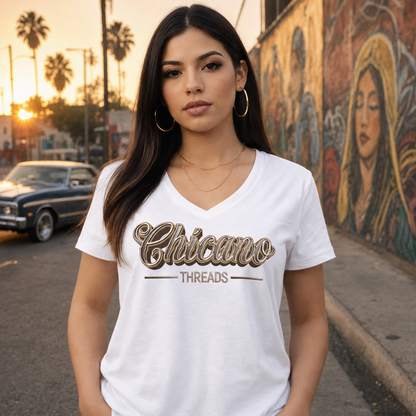 The Official Chicano Threads - Women's Relaxed V-Neck T-Shirt | Chicano Apparel by Chicano Threads