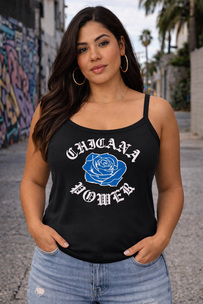 Chicana Power Blue Rose - Women's Tank Top | Chicana Apparel by Chicano Threads