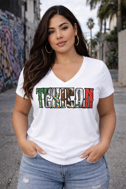Texican - Women's Relaxed V-Neck T-Shirt | Tejano & Mexican Pride Apparel by Chicano Threads