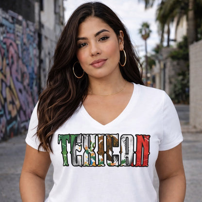 Texican - Women's Relaxed V-Neck T-Shirt | Tejano & Mexican Pride Apparel by Chicano Threads