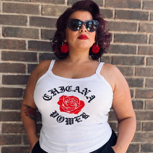 Chicana Power II Red Rose - Women's Tank Top | Chicana Apparel by Chicano Threads