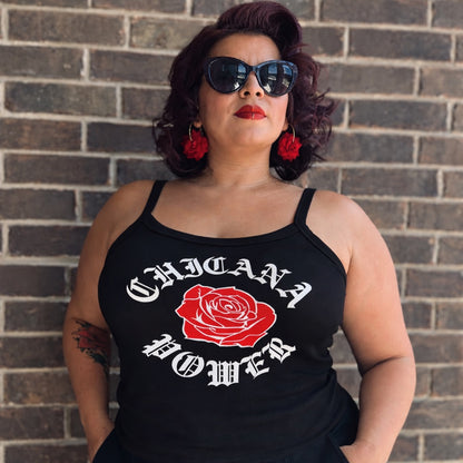 Chicana Power Red Rose - Women’s Tank Top | Chicana Apparel by Chicano Threads