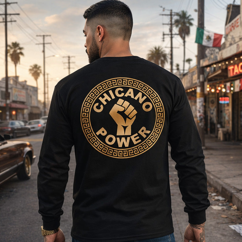 Chicano Power - Men's Long Sleeve Shirt | Brown Pride Apparel by Chicano Threads