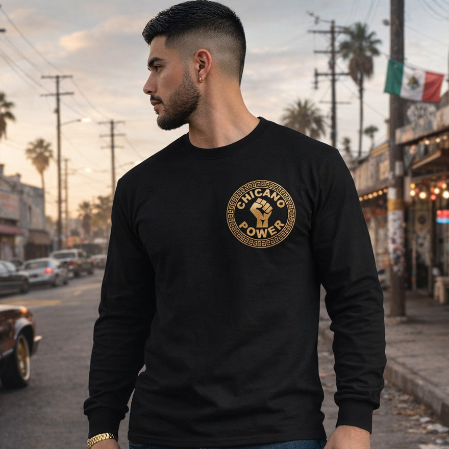 Chicano Power - Men's Long Sleeve Shirt | Brown Pride Apparel by Chicano Threads