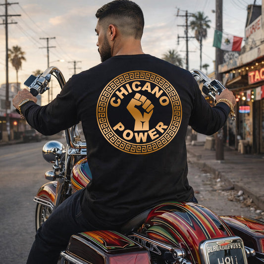 Chicano Power - Men's Long Sleeve Shirt | Brown Pride Apparel by Chicano Threads