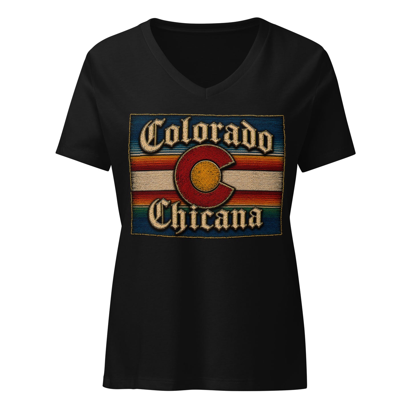 Colorado Chicana - Women’s Relaxed V-Neck T-Shirt | Chicano Culture Streetwear by Chicano Threads