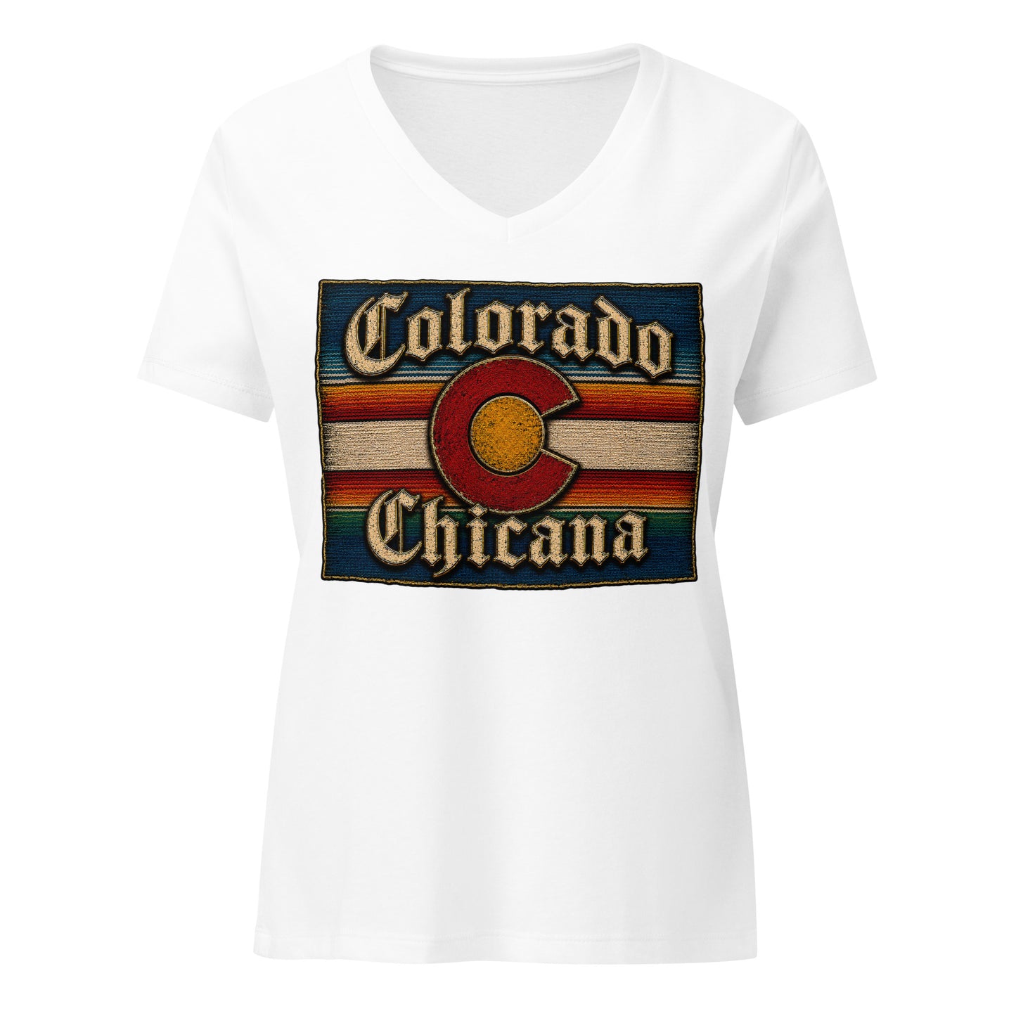 Colorado Chicana - Women’s Relaxed V-Neck T-Shirt | Chicano Culture Streetwear by Chicano Threads