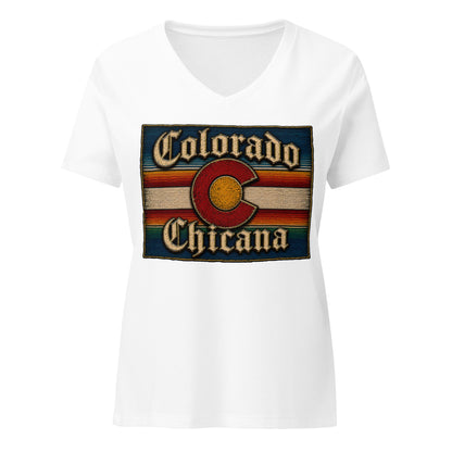 Colorado Chicana - Women’s Relaxed V-Neck T-Shirt | Chicano Culture Streetwear by Chicano Threads